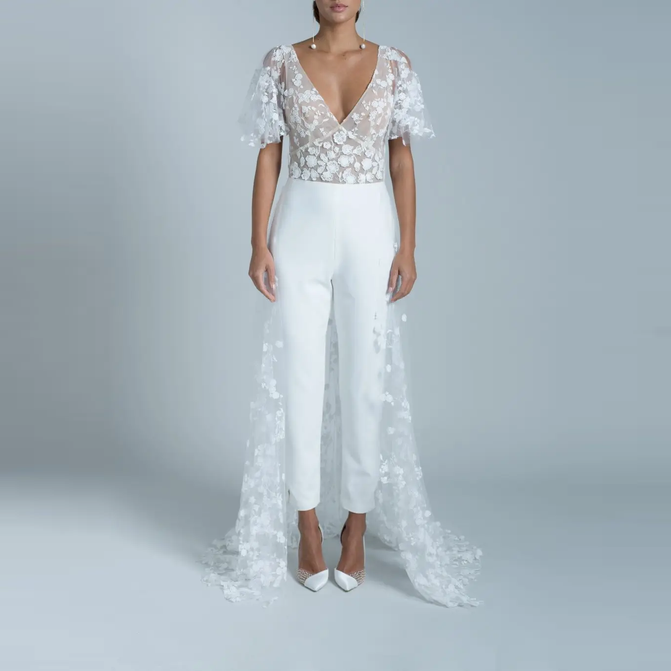 Rime Arodaky Combinaison Manches Papillons Malak Blanc On