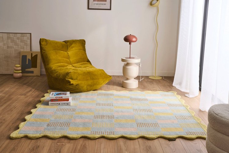 Tapis Rayon Tendre 1024 en Précommande - Vert, Rose, Bleu & Marron