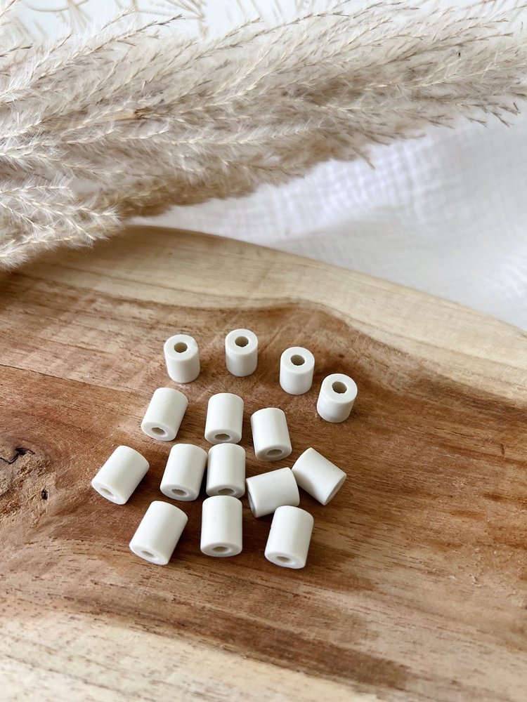 Boîte de 15 Perles en Céramique - Gris