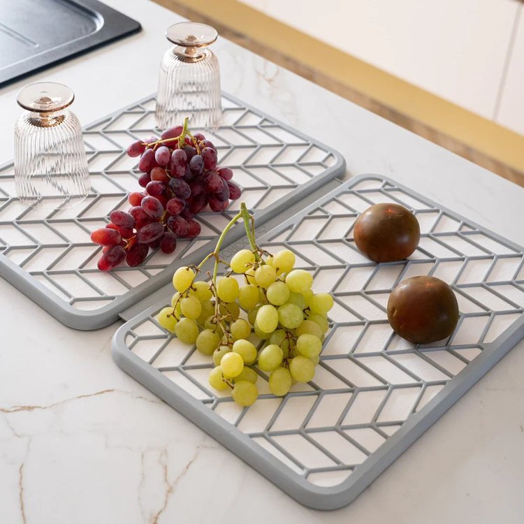 Double Égouttoir en Pierre de Diatomite - Sable Blanc