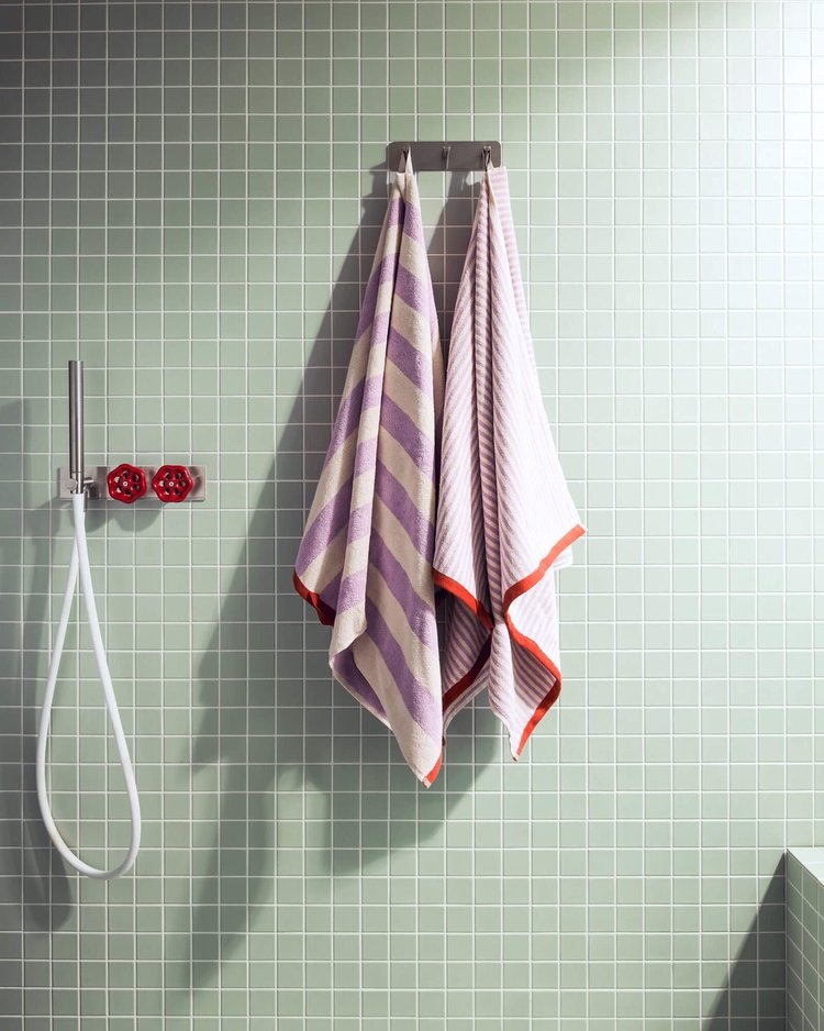Serviette de Bain Gobo - Lilas Pastel Rayures Larges